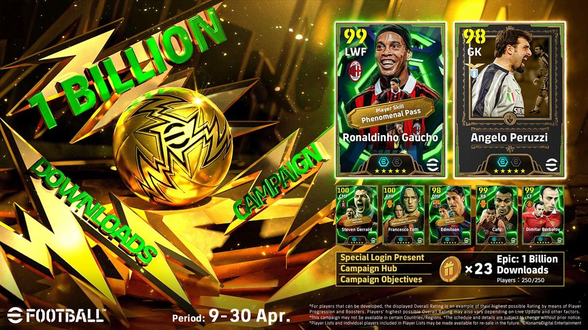 eFootball ultrapassa 1 bilhão de downloads e celebra com evento Master League