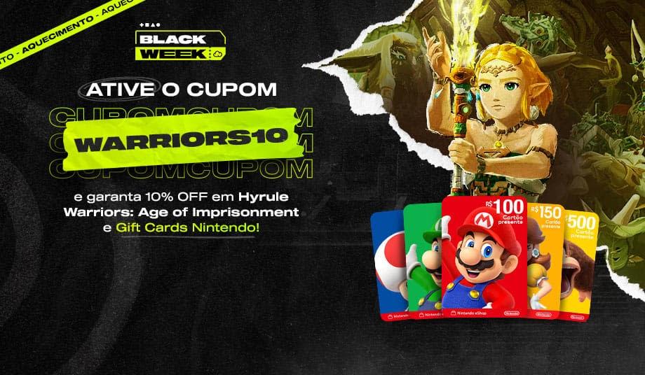 Aquecimento Black Week Nuuvem traz cupom de desconto para Hyrule Warriors: Age of Imprisonment e Gift Cards Nintendo