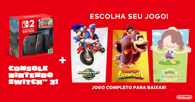 Nintendo Switch 2: novo bundle com opção de escolha entre três jogos exclusivos já está disponível no Brasil