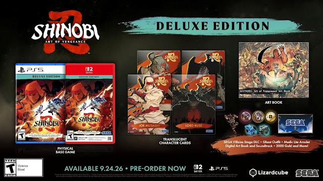 Shinobi: Art of Vengeance versão nativa chega ao Nintendo Switch 2 em setembro de 2026